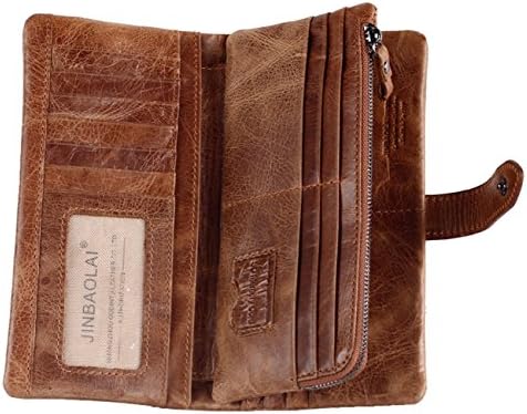 CL Men's Wallet, First Layer Leather Minimalist Vintage Cowhide Leather Wallet With Zipper Pocket For Men