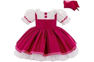 Lito Angels Disfraz Vestido de Masha con Pañuelo Ropa Traje de Carnaval Fiesta para Niñas Pequeños, Manga Corta, Talla 6 Meses - 3 años, Rosa