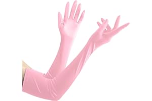 SYCLOPAK Guanti Lunghi,Guanti Lunghi Donna,Guanti Neri Lunghi Donna Eleganti,Satin Gloves,Long Gloves,Long Black Gloves,Guanti Cerimonia Sposa Di Raso Fino A Gomito,Ballo Accessori Donna Anni '20 Halloween