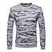 Produktbild URSING Herren Cargo Pullover Sweatshirt Hoodie Sweater Camouflage Herbst Langarmshirt mit Rundhalskragen Basic Fitness Sport Gym Training Täglichen Crewneck Modern Longsleeve (Grau,M)
