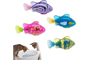 Tyasoleil 4PCS Electronic Pet Fish, Swimming Robot Fish Toy for Cats, Electric Fish Toy, LED Light Electronic Fish, Cat Interactive Pet Toy Swimming Baby Bath Toy (4 Pcs)