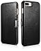 Produktbild Mobiskin Tasche für Apple iPhone 8 Plus und iPhone 7 Plus (5.5 Zoll) | Case mit Echt-Leder Außenseite | Schutz-Hülle seitlich aufklappbar | Ultra-Slim Cover | dünne Klapphülle | Etui | Schwarz