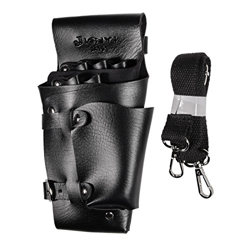 JZK® Hairdressing Scissors Holder Holster Pouch Scissors Case Bag with Belt Hairdresser Tool Bag, Black(UK Location)