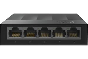 TP-Link LS1005G 5-Port Desktop Switch (5 x Gigabit Auto-Negotiation RJ45 Ports, IEEE 802.3x, Plug and Play, plasthölje för enkel montering på skrivbord eller vägg)svart