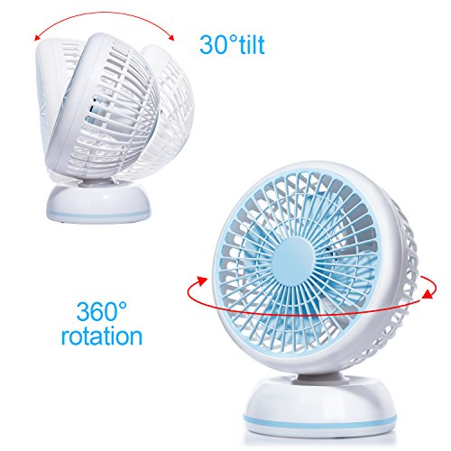 E-PRANCE USB Ventilator Tischventilator Mini Fan, Kraftvoller und Geraüscharmer, 360°/30°Winkel Drehbar mit einziehbarem USB-Kabel, 2 Geschwindigkeitsstufen,ideal für Büro Schreibtisch und Kinderzimmer,WEEE Zertifiziert,Weiß - 4
