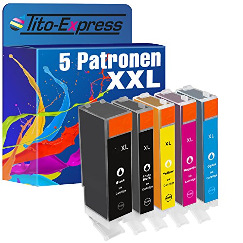 PlatinumSerie® 5x Patrone kompatibel für Canon PGI-570 XL & CLI-571 XL Pixma MG 5700 Series MG 5750 Series MG 5750 MG 5751 MG 5752 MG 5753 MG 6800 Series MG 6850 Series MG 6850