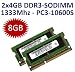 Produktbild 8GB Dual Channel Kit: 2 x 4 GB = 8GB 204 pin DDR3-1333 SO-DIMM (1333Mhz, PC3-10600S, CL9) - 100% kompatibel zu 575480-001, 577606-001, KTH-X3B/4G - passend für HP Elitebook 8440p + 8540p + 8540w + Pro