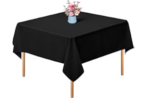 Teruntrue 1 Pack Black Polyester Tablecloth for Small Square Table,52 x 52 inch Polyester Fabric Table Cloth Wrinkle Resistant Washable Table Cover,for Wedding,Birthday,Party,Banquets Decorate