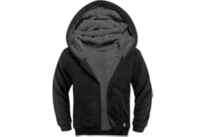 JACKETOWN Jungen Sweatjacke Gefüttert Kinder Hoodie Sweatshirt Kapuzenpullover Fleecejacke mit Kapuze Langarm Warme Winterjacke Classic Pullover mit Reißverschluss