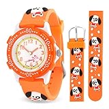 Orange Dog Paw Print Animal Kids Watch Stainless Steel Back