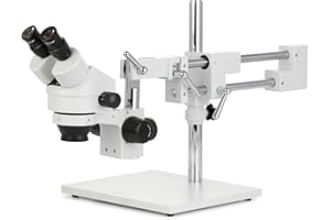 AmScope - Microscope binoculaire à Zoom stéréo 7X-45X avec Support de flèche à Double Bras, oculaire WF10X - SM-4B