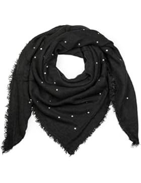 styleBREAKER XXL Feinstrick Viereckstuch mit Nieten, Fransen, Winter Schal, Tuch, Damen 01018147