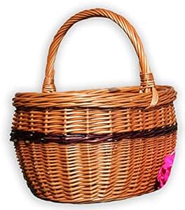 Cesto In Vimini Con Manico - Per Picnic, Frutta, Decorazione Matrimoni E Casa