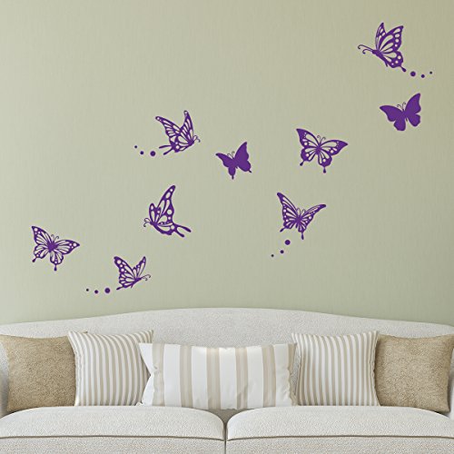 Decowall DWG-601P Moderne Schmetterling Grafik Wandsticker (Lila)