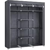 SONGMICS Katlanır Kumaş Elbise Dolabı, 175x150x45 CM, Gri, RYG12G