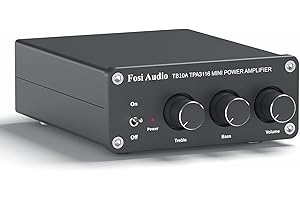 Fosi Audio TB10A Amplificateur Récepteur Audio Stéréo 2 Canaux Mini Ampli Intégré Hi-Fi Classe D 2.0CH pour Enceintes de Salon 100W x2 avec Contrôle des Basses et des Aigus TPA3116