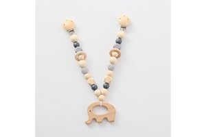 peiyee Kinderwagenkette Holz Baby, Kinderwagen Kette für Babys, Kinderwagenkette, Kinderwagenkette Junge Mädchen für Babys und Kleinkinder ab 0+ Monaten (Elefant)