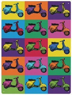 Red Hot Lemon Vespa Pop Art Metal Wall Sign, Multi