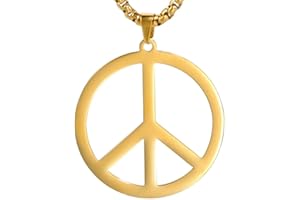 AB Viking Crafts Edelstahl Anhänger CND Symbol Peace Frieden mit Kette und Schmuckbeutel | Hippie Frieden Widerstand