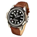 YaZhuoLun Herren-Armbanduhr,Legierung PU-Leder Wasserdicht Leuchtende Quarzuhr Uhren Uhr(Schwarz)