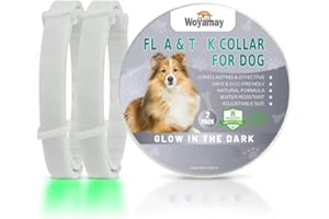 Woyamay Collier Anti Puces pour Chien, Lumineux Collier Anti Tique Chien Réglable Résistant à l'eau, 8 Mois de Protection Collier Chien Anti Puces et Tiques pour Chien Tous âges, Gris (2 Pièce)