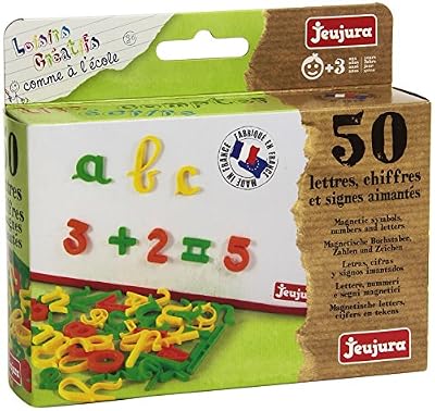 JeuJura - Loisir Créatif - Comme à l'école - 50 lettres, chiffres et signess aimantés