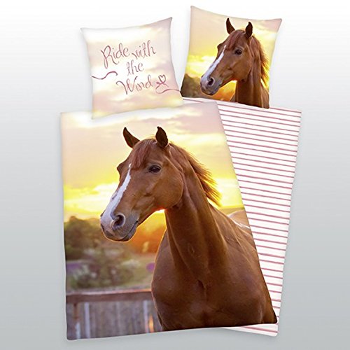 Herding Bettwäsche mit Pferd 135 x 200 cm 80 x 80 cm 100% Baumwolle