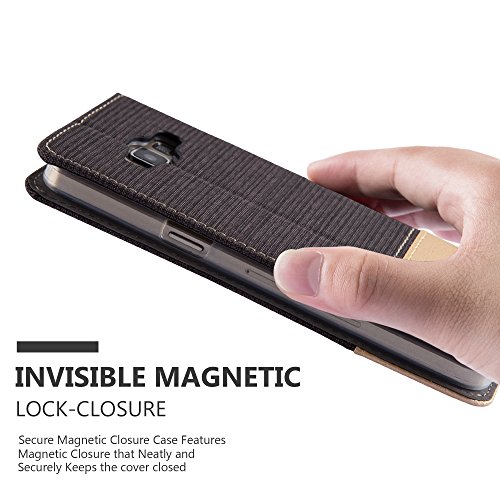 Samsung Galaxy A5 2015  5  Funda Estilo Libro en ANTRACITA ORO de Cadorabo  Dise  o TELO-CUERO-ARTIFICIAL      Cubierta Protectora con Cierre Magn  tico  Tarjetero y Funci  n de Suporte     Protecci  n Carcasa Caja Etui Case Cover