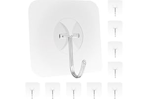 Latoxcaa Große Klebehaken Extra Stark zum Aufhängen Heavy-Duty 10KG(Max), Klebehaken Transparent und Ablösbar, Wasserdicht und Rostfrei Haken Selbstklebend für Badezimmer, 10 Stück