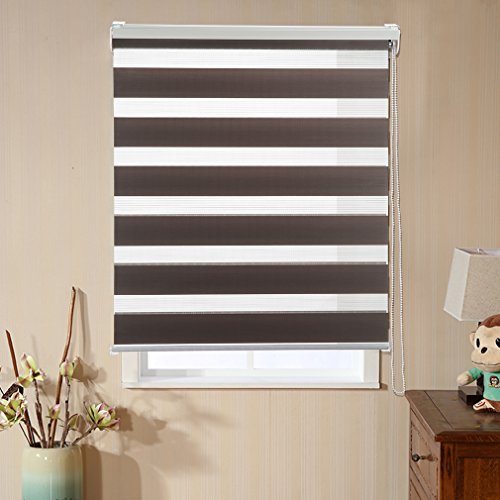 KINLO® Plissee Seitenzugrollo 90x150cm(BreitexLänge) Grau Rollo 100% Polysterswerbe blickdicht Sonnenschutz UV-Schutz doppelrollo klemmfix ohne Bohren lichtdurchlässig und verdunkelnd Duo Rollo für Fenster - 2