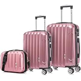 1990s Hard Polycarbonate Suitcase Set 3 Pieces|Cabin Suitcase 55cm|Medium Suitcase 68cm|Toiletry Bag 29cm|RosaDorada