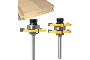 Juego de lengüetas y ranuras - APLUS Juego de brocas de enrutador [2 piezas] - Herramienta de fresado de madera para trabajar la madera con mango Herramienta de corte de la máquina de grabado (6mm)