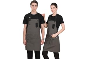 Theuwnee® Grembiule, Grembiule da cucina impermeabile con tasche, grembiule da cucina regolabile, grembiule da griglia, grembiule da bibita, grembiule da cucina di qualità professionale, 65 x 76cm…