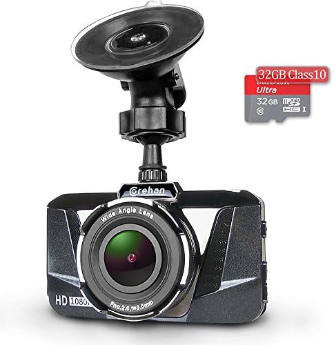 Corehan D1 3 inch Screen 1080p Full HD 170 Degree Wide Angle On Dash Camera Recorder Build-in G-sensor WDR Loop Recording with Sandisk 32GB Class 10 SD Car