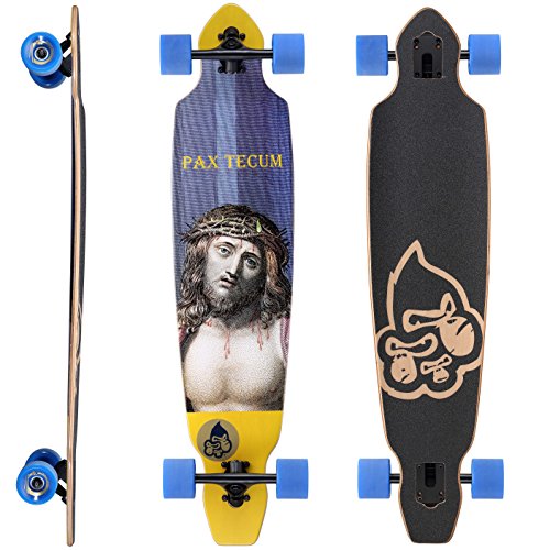 STAR-SKATEBOARDS® Premium Longboard de arce canadiense Drop Through Flush Cut Longboard ? 75mm Downhill/Freeride/Race Edition ? Pax Tecum Design