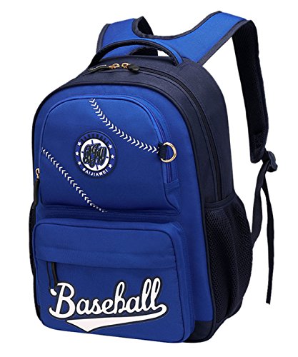 BAIJIAWEI Sac d'école Enfant Garcon Cartable Ecole Primaire Collège Sac à Bandoulière en Nylon Imperméable Réglable 32*13*43cm Bleu
