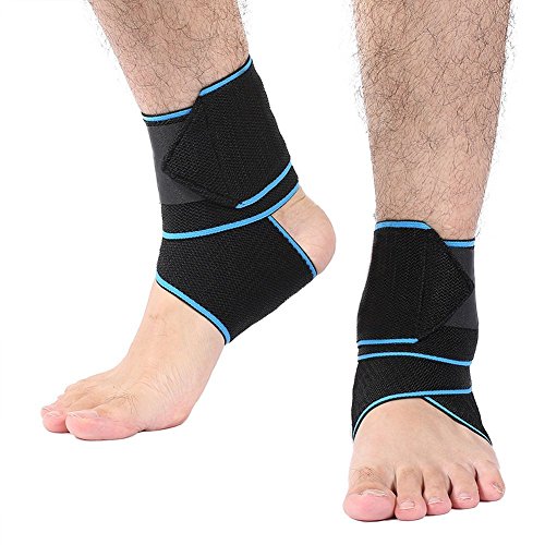 Doact Ankle Brace Ankle Support Protector Ankle Wraps Straps Foot Compression Sleeve Elastic Nylon Bandage Athletics Protection and Sprain Recovery, One size fit most Unisex (Blue)