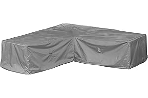 Mehr Garten Funda Protectora para sofá esquinero de jardín | 237 x 237 x 80 cm | Poliéster Tejido Oxford 600D, Color: Gris