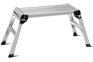 GOPLUS Wielofunkcyjna platforma robocza z aluminium, nośność 150 kg, ławka do wchodzenia z zamkami bezpieczeństwa, składana konstrukcja, idealny przyrząd do mycia samochodu, domu