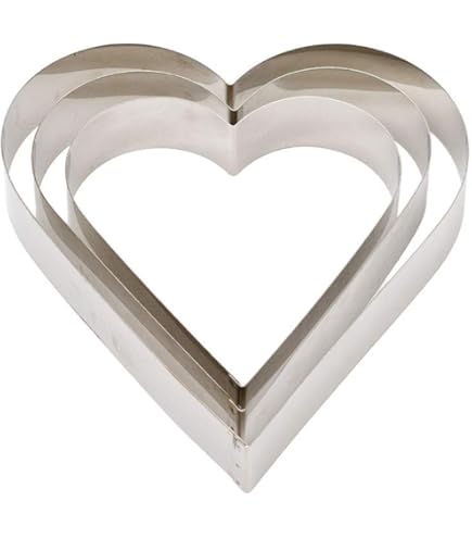 Stampi Per Dessert Acciaio Fonyet 3 Anelli Torta A Cuore - Acciaio Inox 10/15/20cm | Per Mousse E Pasticceria Coppa Pasta Tondo