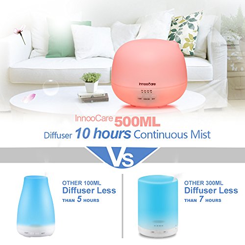 InnooCare Aroma Diffuser 500ml Diffusor Ultraschall Luftbefeuchter Kalten Nebel Technologie Abschaltautomatik Raumbefeuchter mit 7 LED Farbwechsel und Ebook für Babies Yoga Kinderzimmer Schlafzimmer Büro usw. - 3
