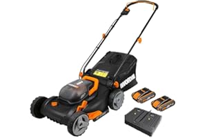 Worx WG743E.1 Cordless Lawn Mower, 40V, 40 cm Cut-to-Edge Deck, IntelliCut Technology, 7-Position Height Adjustment, 2-in-1 Bag Collection/Mulching, Includes Battery and Charger