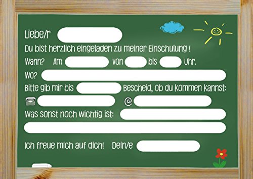 12 Einladungskarten zur Einschulung // Schulanfang Einladungen Mädchen Jungen Schule Tafel Schuleinführung Schuleingang - 2