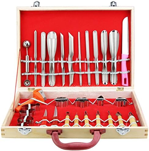 Agile Shop Kitchen Sculpture Tool Set Fruits And Vegetables Food Decorative Cutting Decorative Kit 40pcs,Beige