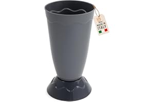 AKITAInk Portaombrelli Vulcano Moderno 27x27x50,5 cm | Porta Ombrelli in Plastica Resistente con Decoro a Onde | Design Elegante e Funzionale per Ingresso Casa o Ufficio (GRIGIO)