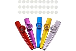 USTNIR 6 Kazoos Profesionales de Metal, Aleación de Aluminio con 30 Membranas y 6 Cuerdas. ¡Haz música con Estilo y Calidad!