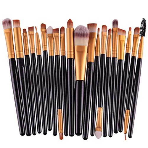 Feng Pro Wool Make Up Brush Set 20 pcs Makeup Brush Set tools Make-up Toiletry Kit (Black)