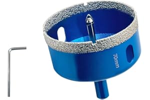 Teronbeta Diamond Hole Saw 70mm with Pilot Center Drill Bit, Vacuum Brazed Diamond Core Hole Cutter for Tile, Porcelain, Glass, Ceramic, Marble