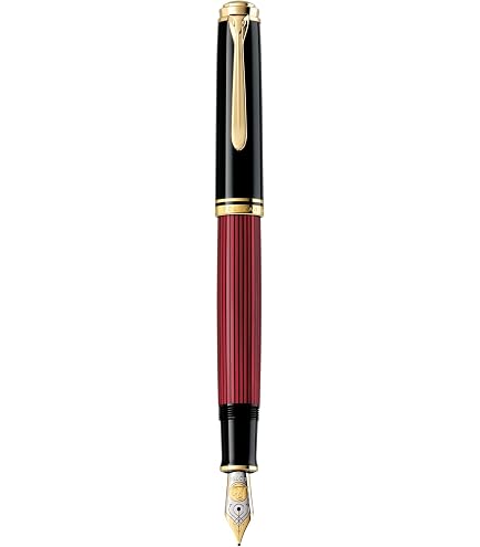Pelikan Souverän M600 Füllhalter – Schwarz-blau, M-Feder (mittel), Kolbenfüller, 14kt Goldfeder, Im Geschenketui