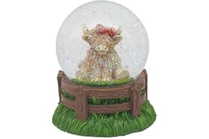L & P HOME & GIFTS Lesser & Pavey Happy Highland Cow Highland Cow Tartan Bow Waterglobe Figurines & Ornaments For Home & Office | Decorative Home Accessories Statues For Indoor & Outdoor | Lovely Gifts for Women & Men